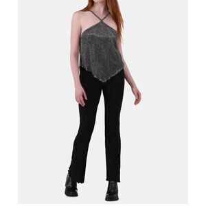 Womens M Metallic Criss Cross Halter Cami Y2K Disco Whimsigoth Festival Feminine